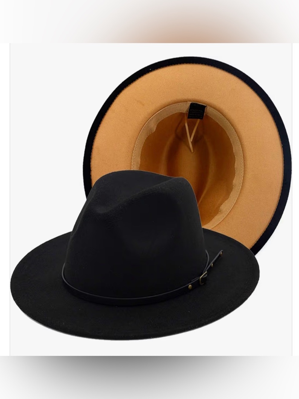 Black Fedora Hat with Brown Inner Brim | UNISEX | 58cm